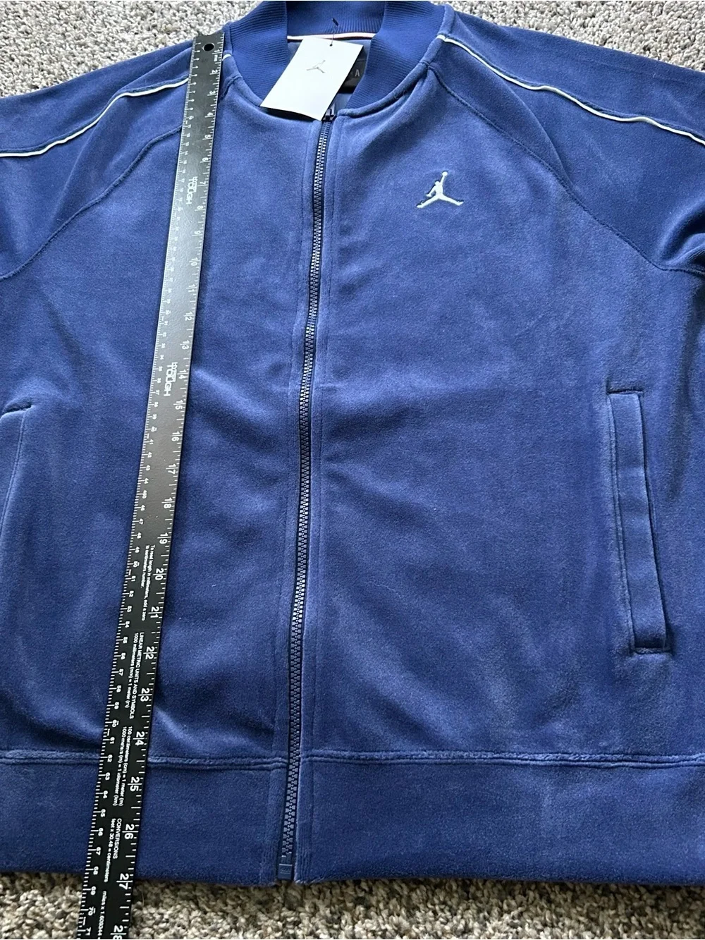 Nike Jordan Brooklyn Velour Track Jacket Mens Medium Blue Zip HV1870-492